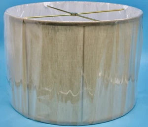 NEW JOHN RICHARD COLLECTION CONTOURED Silk LAMP SHADE Gold/White Square 16x16x11 - Picture 1 of 5