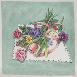 Once in Blue Moon Sandra Gilmore needlepoint canvas Fragrant Gathering bouquet - Picture 1 of 3