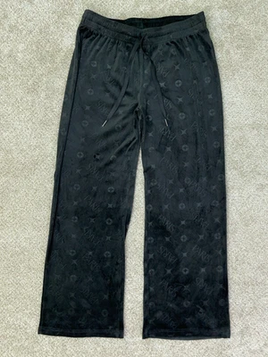 Paris Hilton Pants Women's Large Black Masterpiece Velour Flared Track Sequin - Image 1 of 4