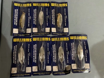 7 señuelos Williams Wabler grandes totales W6H: 2-1/2 oro 1/2 plateado, 5 plata Foto 1 de 2