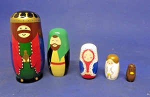 Muñecas Anidación Navidad Belén Estilo Matrioska 5 Piezas Nuevo sin Caja - Imagen 1 de 10