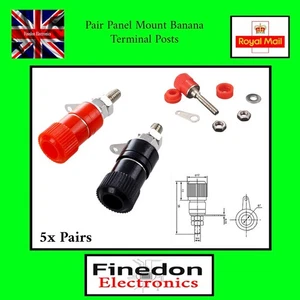 5x Pairs 4mm Screw Plug in Binding Banana Chassis Panel Post Terminal UK Seller - Picture 1 of 4