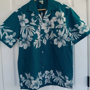 Vintage Royal Creations Hawaii Hawaiian Shirt Men’s Size M Aqua Floral Print - Picture 1 of 6