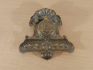 Antique Brass Inkwell Desk Stand Souvenir – Droitwich Spa, Art Nouveau c1900 - Foto 1 di 11