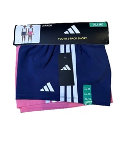 Neu mit Etikett Adidas Jugend Mädchen 2er-Pack Shorts pink blau XL (16) - Bild 1 von 3
