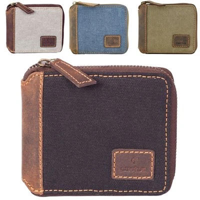 **sale** RRP £27.50 Mala Leather Canvas & Hunter Leather Zip Around Mens Wallet - Image 1 of 4