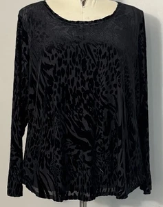 Simply Vera Wang Damen Bluse Gr. XXL schwarz Samt Burnout LS Fairy Goth Witchy - Bild 1 von 11