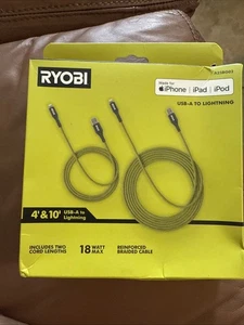 Cables USB-C de nailon RYOBI de 4 pies y 10 pies - Imagen 1 de 8
