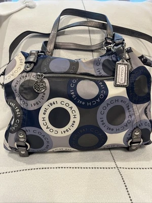 Coach Alexandra Blue/Gray Multi SATEEN/3WAY Shoulder Bag/Logo/dust Bag - Image 1 of 4