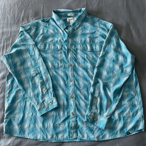 Duluth Trading Shirt Mens 3XL Plaid Untucked Aqua Fishing Lightweight Breathable - Picture 1 of 13