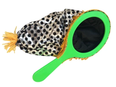 SILVER CHANGE BAG Plastic Magic Trick Black Dots Clown One Hand Beginner Vanish  - Image 1 of 4