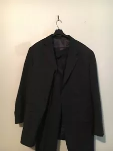 Giorgio Brutini Jacket 46L Pant 40L 100% WOOL 4 Button Men Charcoal Stripe Suit - Picture 1 of 5