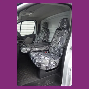 Fundas de asiento camufladas grises impermeables a medida delanteras (plegables) para Nissan NV300 2016+ - Imagen 1 de 4