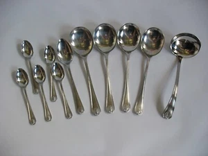 S/11 Gentry ENGLISH SHELL 18/8 stainless spoons assorted ladle soup gumbo demi - Picture 1 of 9