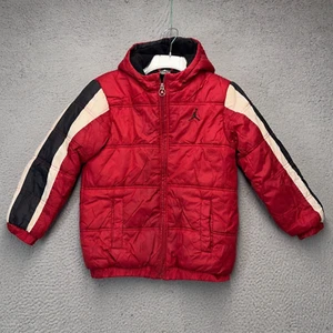 Jordan Puffer Jacket Youth Boys Small Red Full Zip Hooded Fleece Lined FLAW - Picture 1 of 13