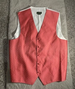 Vintage Polo Ralph Lauren Lapel Vest Mens XL Coral White Button - Picture 1 of 15