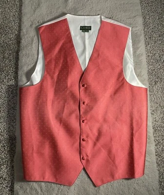 Vintage Polo Ralph Lauren Lapel Vest Mens XL Coral White Button - Image 1 of 4