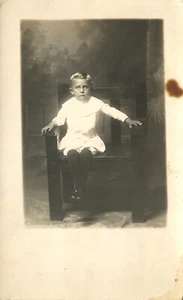 Little Boy in Chair Cecil ? Bland RPPC Real Photo Postcard - Picture 1 of 2