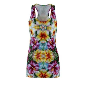 Blumenmuster Tropical Sommer Damen Schnitt & Nähen Racerback Kleid (aop) - Bild 1 von 4