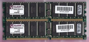 1GB 2x512MB PC-2100R DDR-266 ECC REG KINGSTON KVR266X72RC25L/512 Ram Memory Kit - Picture 1 of 2