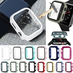 Futerał ochronny do Apple Watch Series 7/6/5/4/3 Cover Case 9H Display Prawdziwe szkło hartowane - Zdjęcie 1 z 150