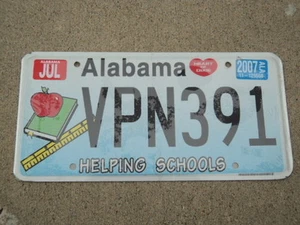 2007 ALABAMA Helping Schools License Plate VPN391 AL Apple July - Picture 1 of 1