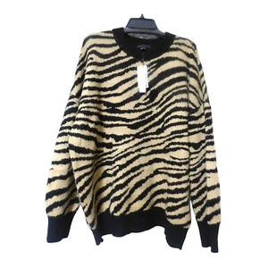 $119.00 Sanctuary Wild Kingdom Animal-Print Sweater, Tan/Black, XL - Picture 1 of 12