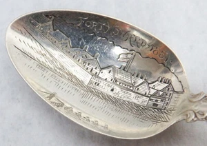 GREEN BAY WISCONSIN STERLING SILVER 1851 FORT HOWARD 5 3/4" SOUVENIR SPOON - Picture 1 of 6