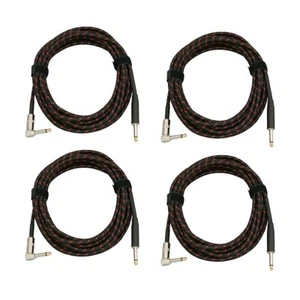 Musician's Gear Tweed Right Angle Instrument Cable 4-Pack 20 ft. Red - Picture 1 of 3