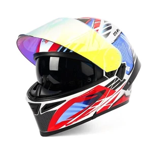 Orthrus Motorcycle Full Face Helmet Modular Flip up Dual Sun Polarized Visor - Foto 1 di 14