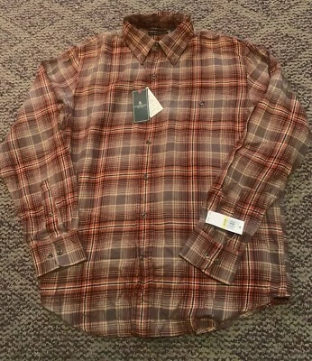 G.H. Bass & Co Flannel Shirt Long Sleeve Mens M Tan Rust Plaid 100% Cotton - Image 1 of 4