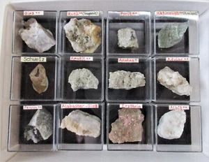 +++ LOTE 12 MM - Minerales - SUIZA ++ Colección Eritrina Apatita Rutilo Yeso Pirita - Imagen 1 de 2