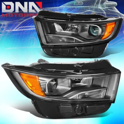 FOR 2015-2018 FORD EDGE PAIR FACTORY STYLE PROJECTOR HEADLIGHT LAMP BLACK AMBER - Image 1 of 4