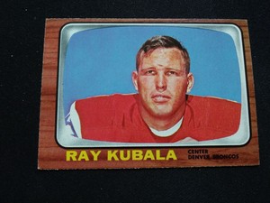 1966 Topps Football Card # 39 Ray Kubala - Denver Broncos (EX)
