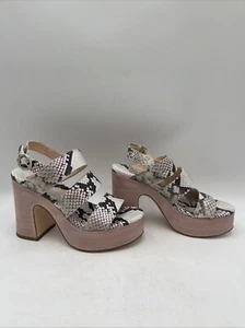 NWB Agl Womens Sista Band Platform Snake Print Platform Sandals White/Black 37.5 - Picture 1 of 6