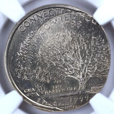 1999 25c Double Triple Multi Struck Connecticut Rare Mint Error Coin NGC MS65 - Image 1 of 4
