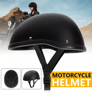 1x Low Profile Novelty Half Helmet Skull Cap Matte Black Motorcycle Universal - Bild 1 von 7