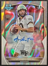 2022 Bowman Chrome University #51 Sam Hartman /199 Lava Refractor 1st AUTO!