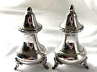 ANTIQUE HEAVY SILVER PLATE FOOTED SALT PEPPER  (MINT!) -  FREE SHIP
