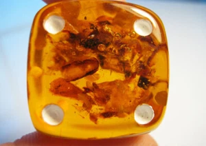¡Recuerdo de joyería de cubo de ámbar báltico genuino hecho a mano 18x18 mm!¡! - Imagen 1 de 6