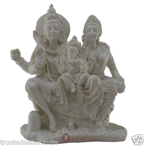 8.5" BIG SHIVA PARVATI GANESH GANESHA FAMILY STATUE IDOL HANDMADE OF POLY MARBLE - Picture 1 of 5