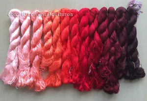 13bundle 100%natural mulberry silk,hand-dyed embroidery red silk floss/thread - Picture 1 of 12