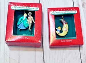 Set of Hallmark Keepsake Vintage Mini Ornaments Skaters & Waltz Sweet Dreams - Picture 1 of 3