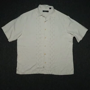 Nat Nast Shirt Mens Extra Large Off White Cream Silk Bowling Short Sleeve Button - Picture 1 of 8