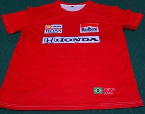 Ayrton Senna 1988 McLaren Honda F1 Team Marlboro Shell Boss Retro/Vintage TShirt - Picture 1 of 4