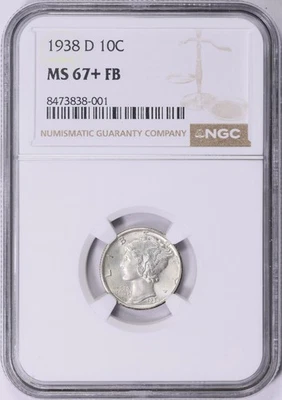 1938-D Mercury Dime 10C NGC MS-67+ FB Full Split Bands - Image 1 of 3