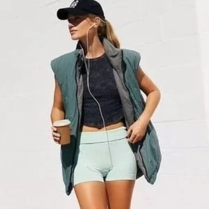 Free People Movement Slalom Wende Fleece Puffer Weste Stellar Grün Grau S - Bild 1 von 15