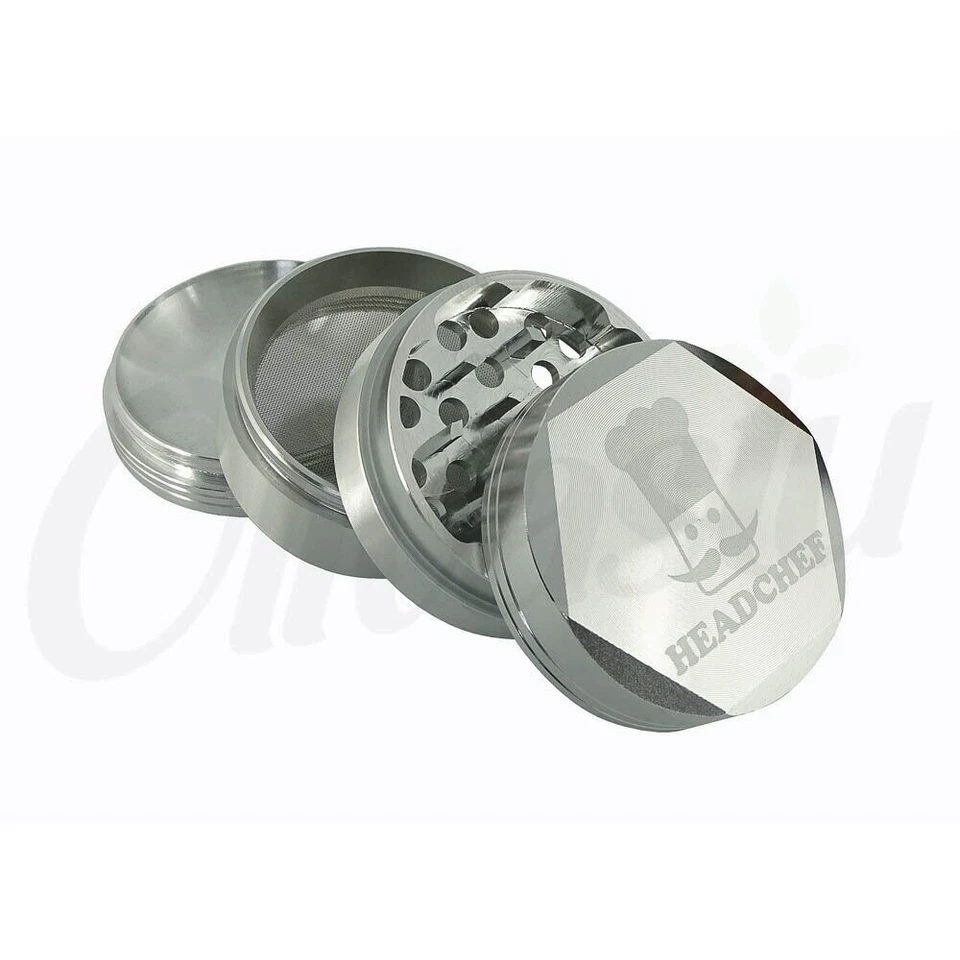 HEADCHEF WHITE Head Chef Hexellence 55mm 4 Part Grinder Aluminium SILVER