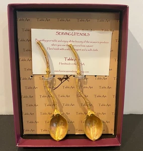 Michael Michaud Tisch 2er Set Art Pod Löffel vergoldet verkupfert - Bild 1 von 4