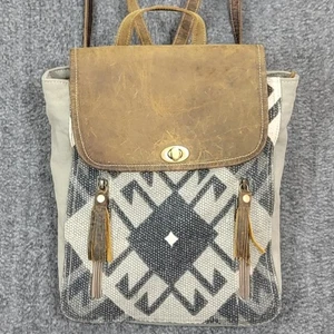 Mochila Myra Bag Mujer Marrón Lona y Cuero Estampado Gorpcore Suroeste - Imagen 1 de 16